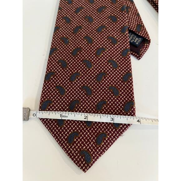 Embassy Row Men's Silk Neck Tie Hand Sewn Made in USA Brown Blue Paisley JL - Picture 7 of 8